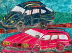 Vit Svoboda_Mam rad auta_2 obrazy_30x40cm_kombin technika_12000Kc_white wall_čtverec