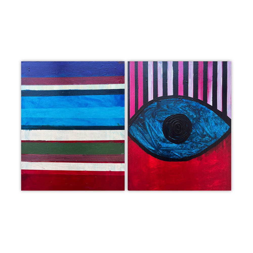 Jana Zapletalová_Oko a pruhy_série_2x 50x40cm Oko_obraz 1, Pruhované oko_obraz 2_10000Kč